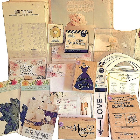 NWT Bridal Shower Accessories Lot Cards Stamps Decor Cake Topper and More - Picture 1 of 12